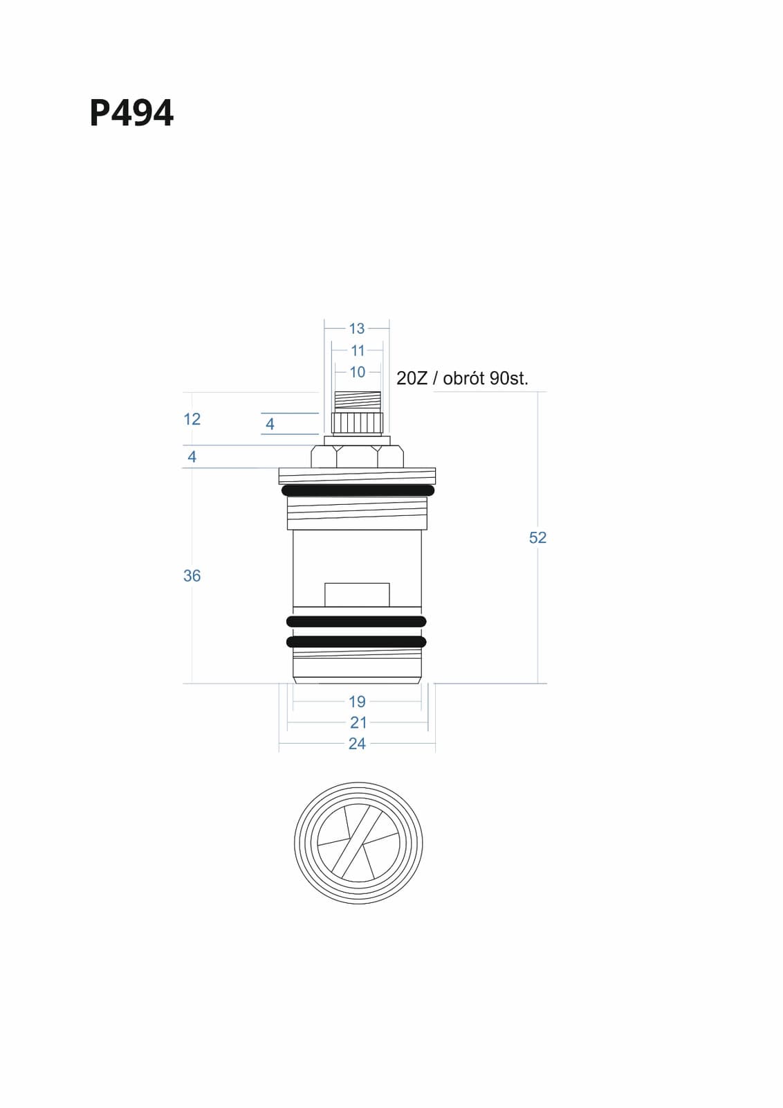 P494 - Głowica, głowiczka funkcji ON/OFF 52mm