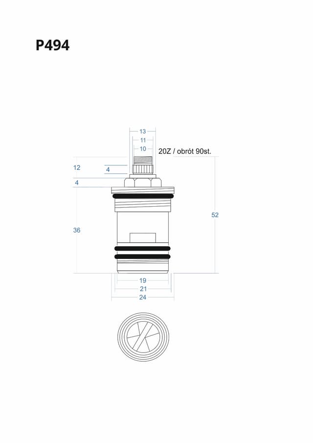 P494 - Głowica, głowiczka funkcji ON/OFF 52mm