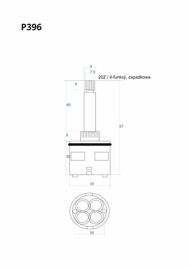 P396 - Głowica, głowiczka 4-funkcji zapadkowa 87mm