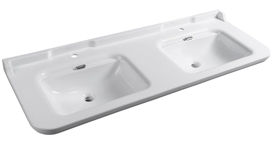 WALDORF umywalka podwójna ceramiczna 150x55 cm, biały