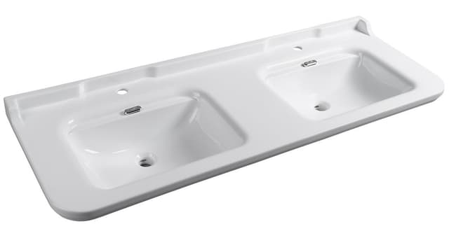 WALDORF umywalka podwójna ceramiczna 150x55 cm, biały