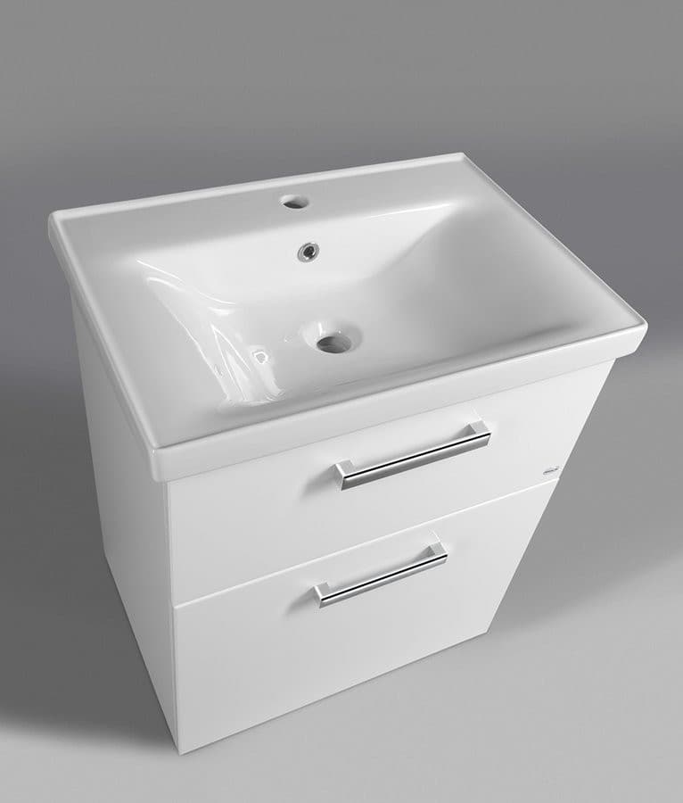 VEGA szafka umywalkowa 62x72,6x43,6 cm, 2 szuflady, biały połysk