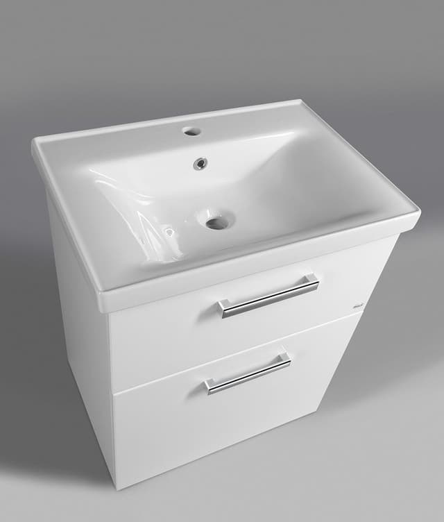VEGA szafka umywalkowa 62x72,6x43,6 cm, 2 szuflady, biały połysk