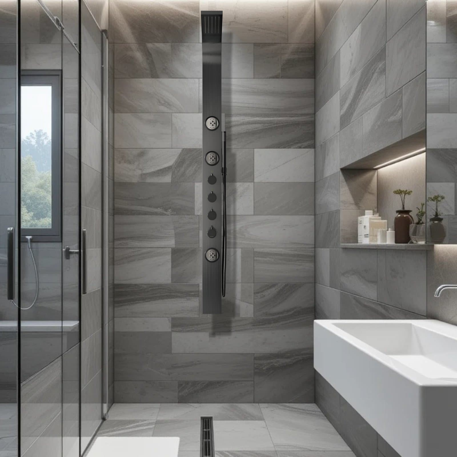 Panel prysznicowy Corsan SNAKE Termostat Stal GunMetal