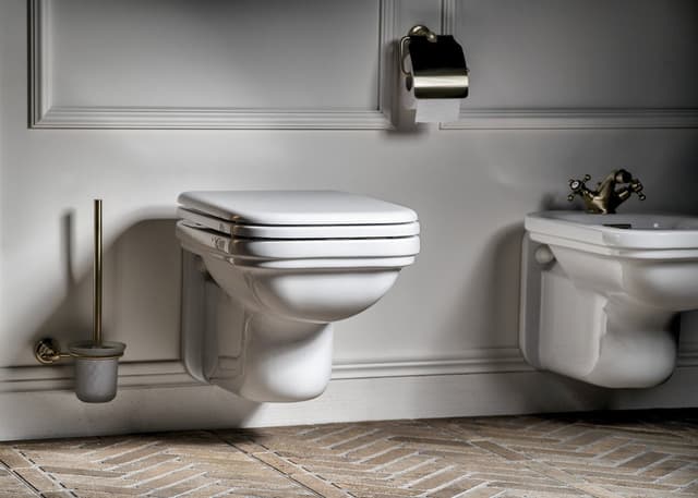 WALDORF deska WC Soft Close, biało-brązowa