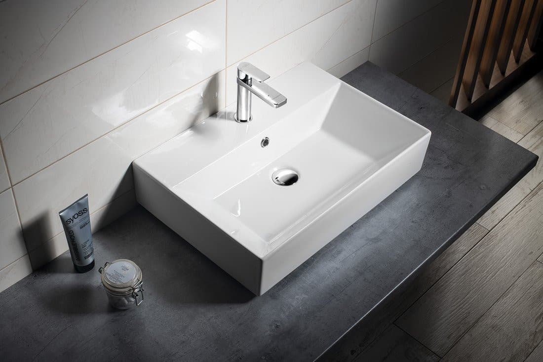 SISTEMA ceramiczna umywalka 60x42 cm, prostokątna biała