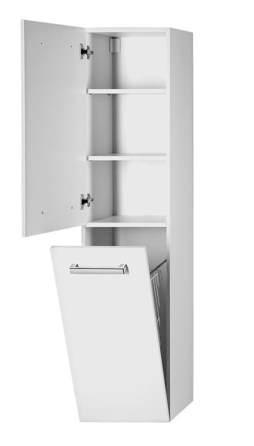 VEGA szafka wysoka z koszem 40x150x31 cm, biały połysk