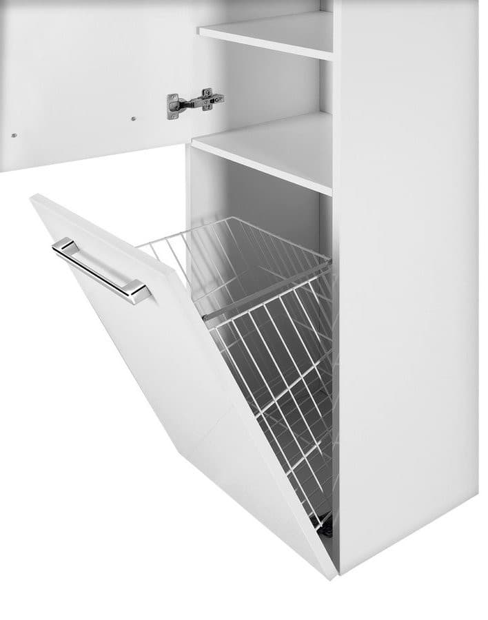 VEGA szafka wysoka z koszem 40x150x31 cm, biały połysk