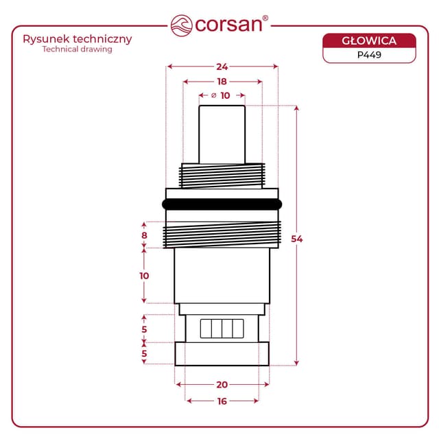 P449 - Głowica, głowiczka funkcji ON/OFF 54mm