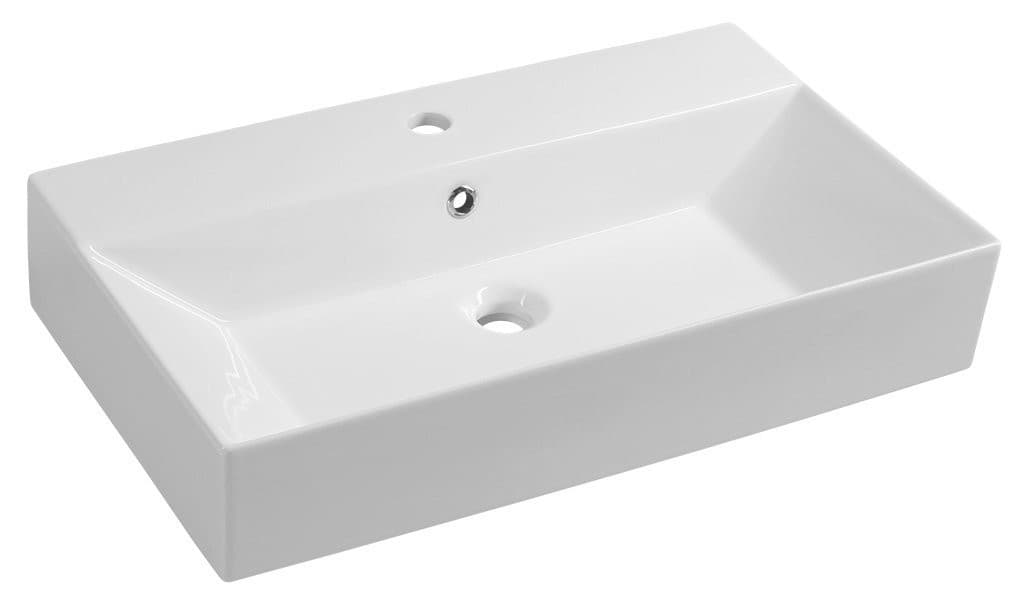 SISTEMA umywalka ceramiczna 70x42 cm, prostokątna biała