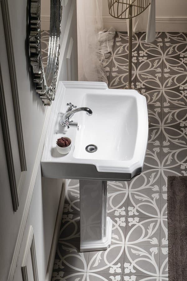 Umywalka ceramiczna ANTIK Aqualine biała 58x47 cm retro