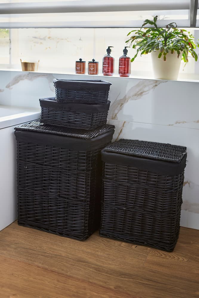 Kosz na pranie wiklinowy AWD Interior czarny 1877