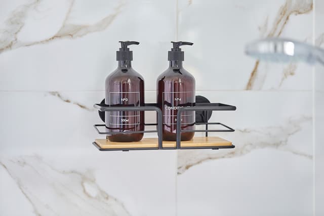 Półka łazienkowa AWD INTERIOR 1937 czarna bambus samoprzylepna