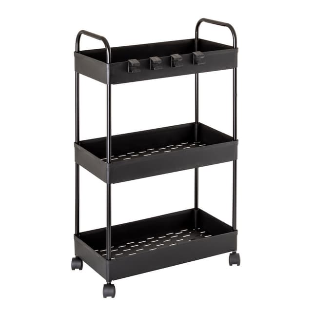 Regał na kółkach AWD INTERIOR 1943 czarny 3 kosze + 4 haczyki