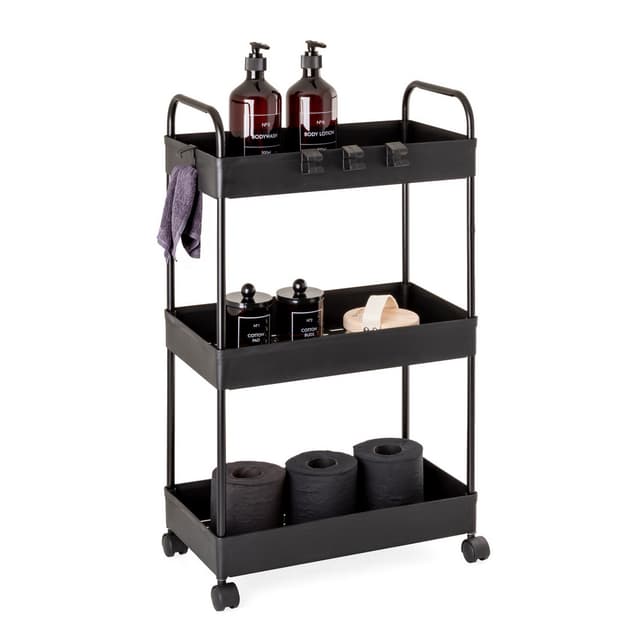 Regał na kółkach AWD INTERIOR 1943 czarny 3 kosze + 4 haczyki