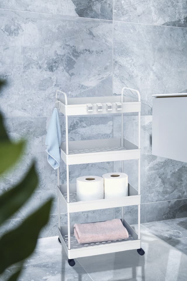 Regał na kółkach AWD INTERIOR 1976 biały 4 kosze + 6 haczyków