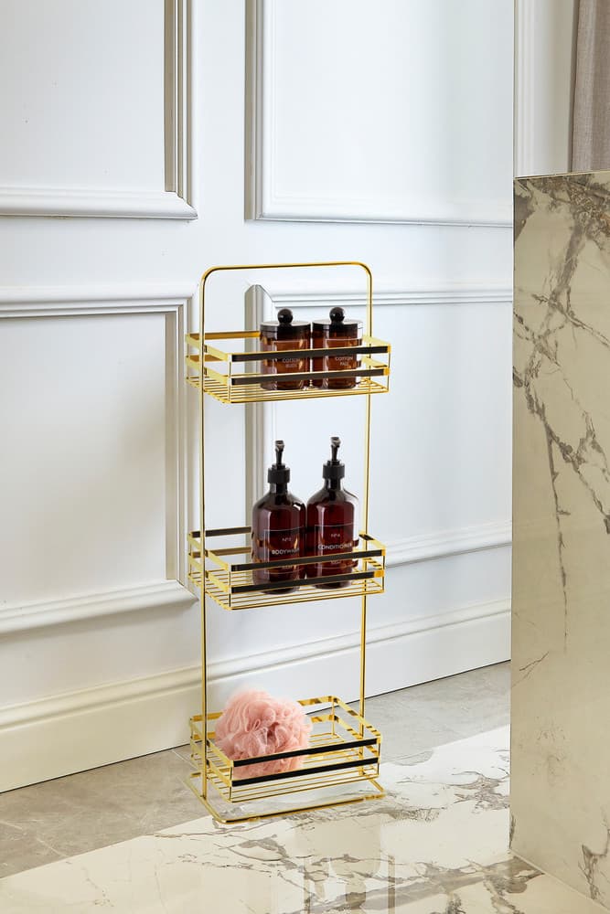 Regał stalowy AWD INTERIOR 1986 złoty 3 półki druciane