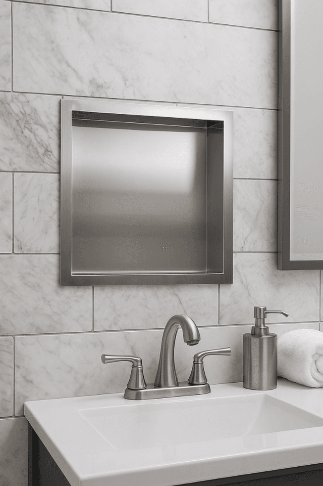 WALL-BOX ONE - Półka wnękowa INOX 30x30x7 cm