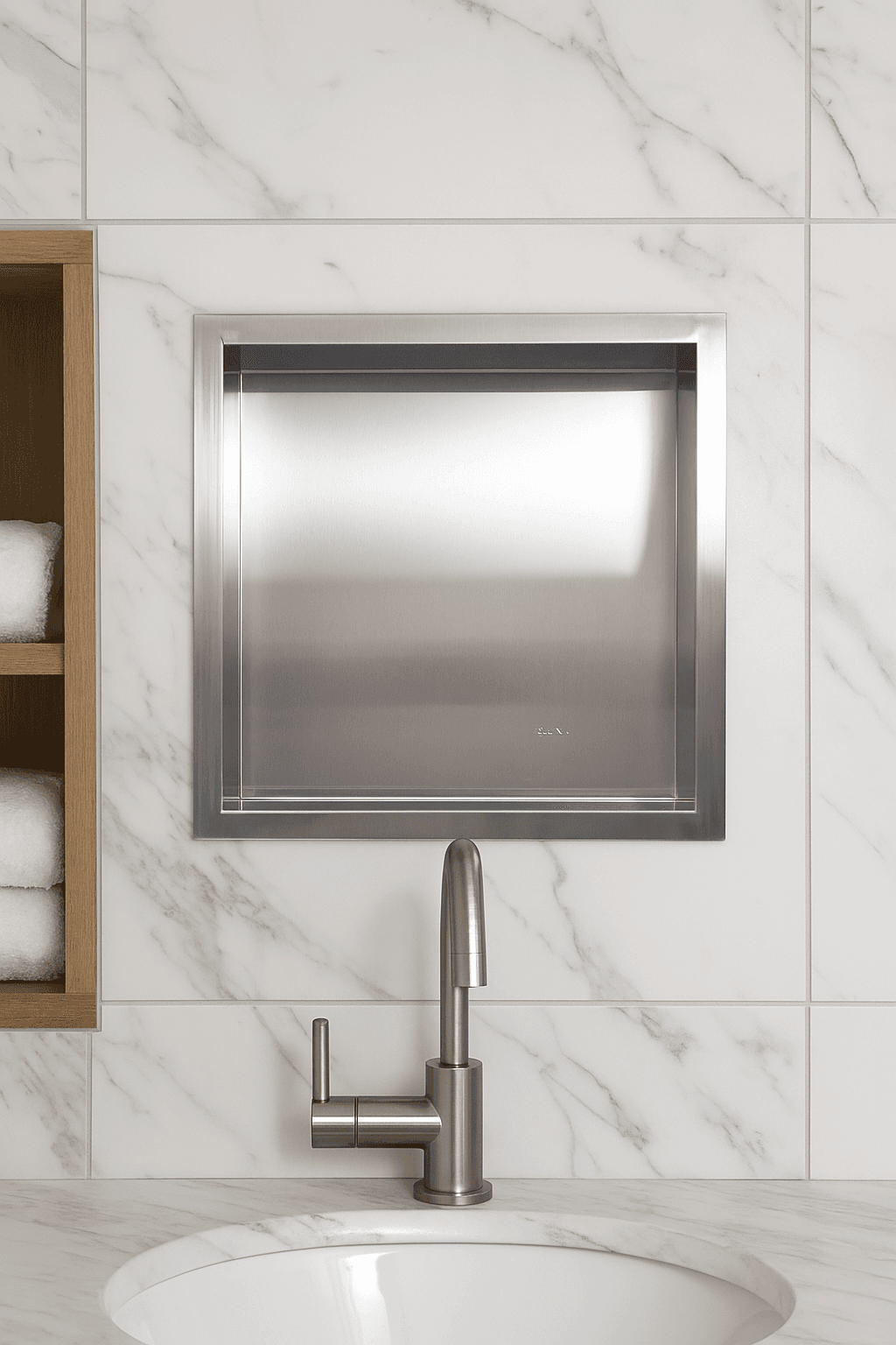 WALL-BOX ONE - Półka wnękowa INOX 30x30x7 cm