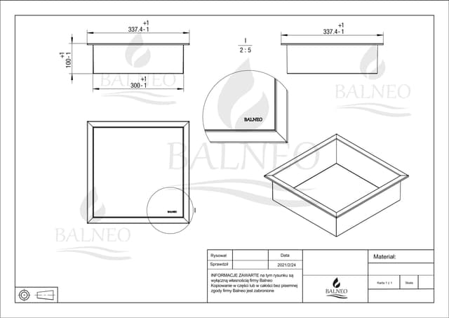 WALL-BOX ONE - Półka wnękowa INOX 30x30x10 cm