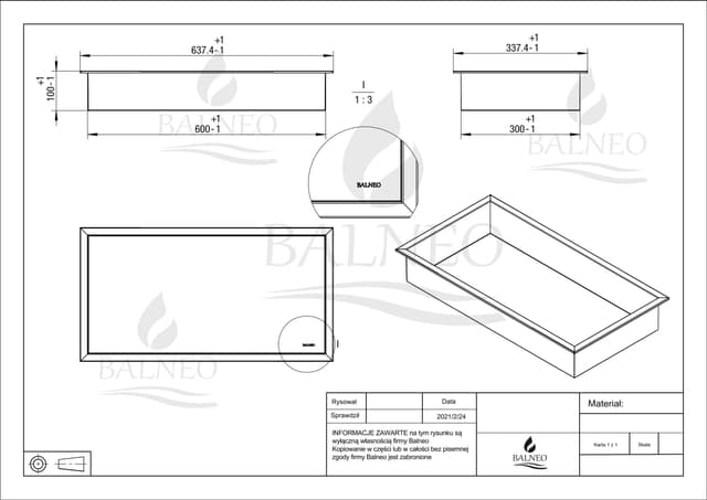 WALL-BOX ONE - Półka wnękowa INOX 60x30x10 cm