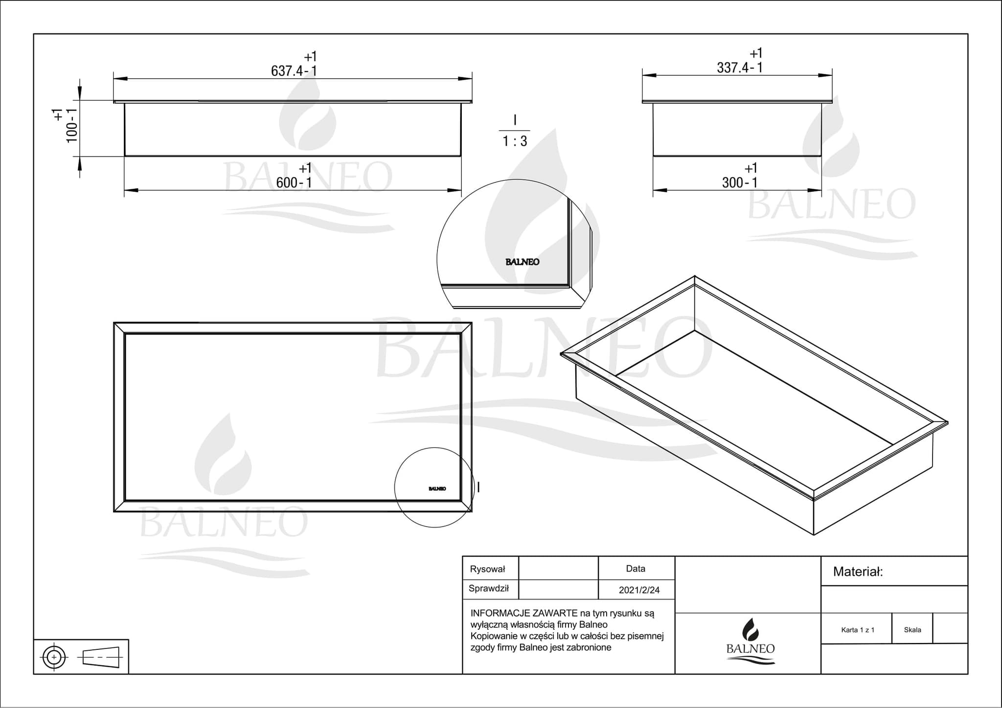 WALL-BOX ONE White - Półka pojedyncza biała 60x30x10 cm