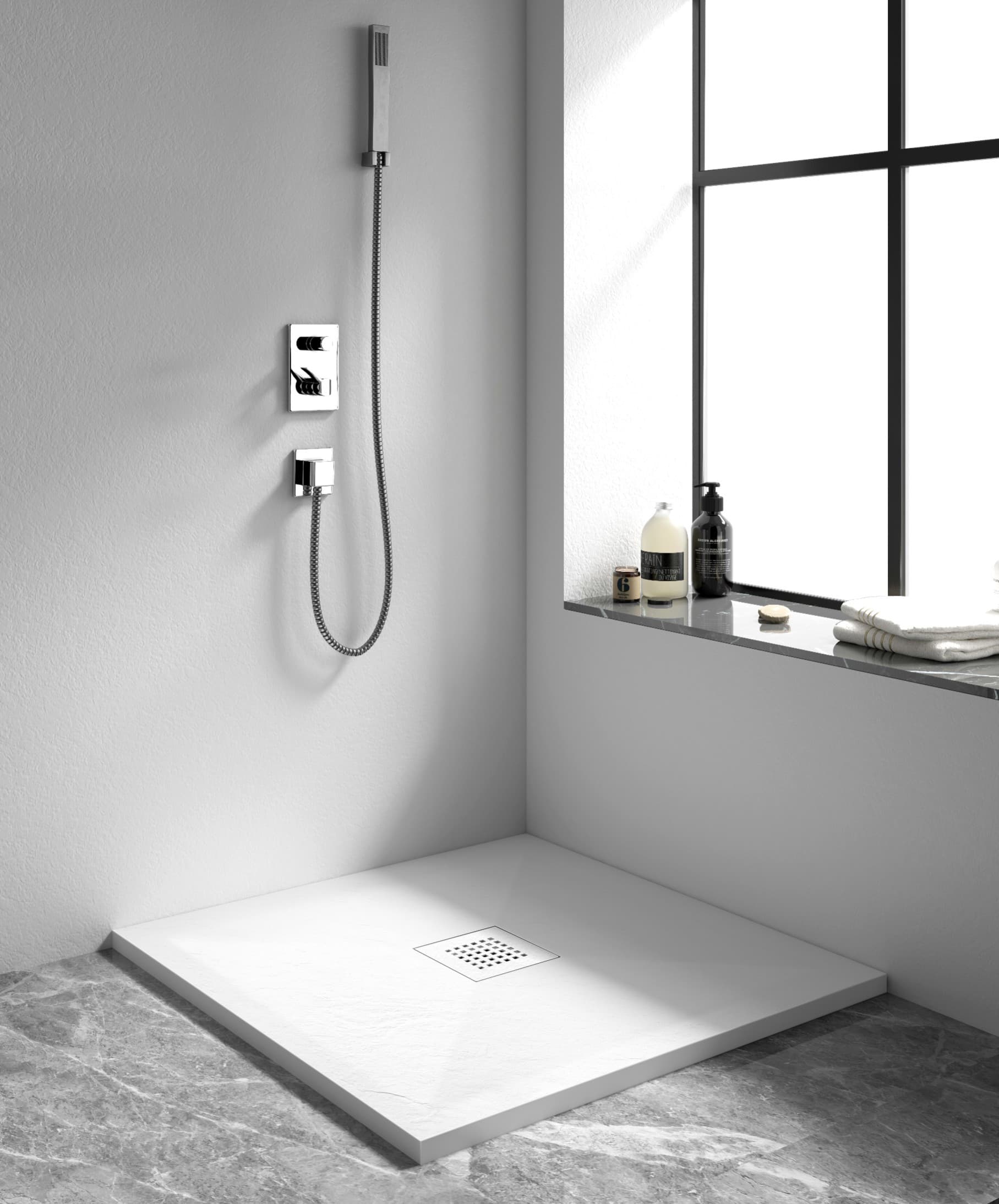 Stone Tray - Brodzik kompozytowy "F" Biały 80x110x2,5