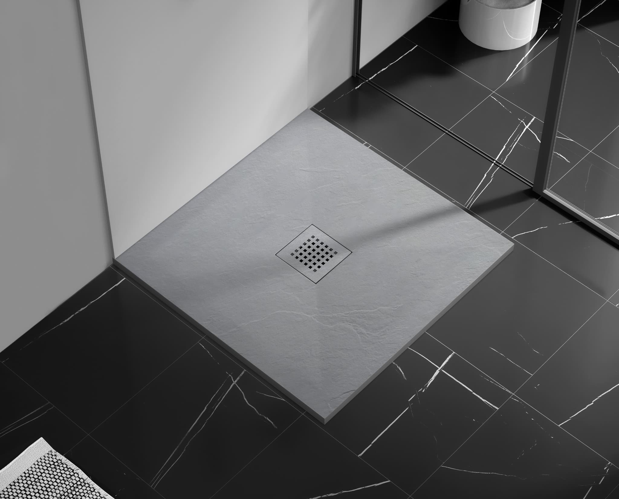 Stone Tray - Brodzik kompozytowy "F" Jasnoszary 90X90x2,5