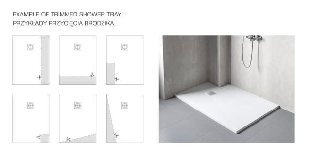 Stone Tray - Brodzik kompozytowy "F" Jasnoszary 90X110x2,5