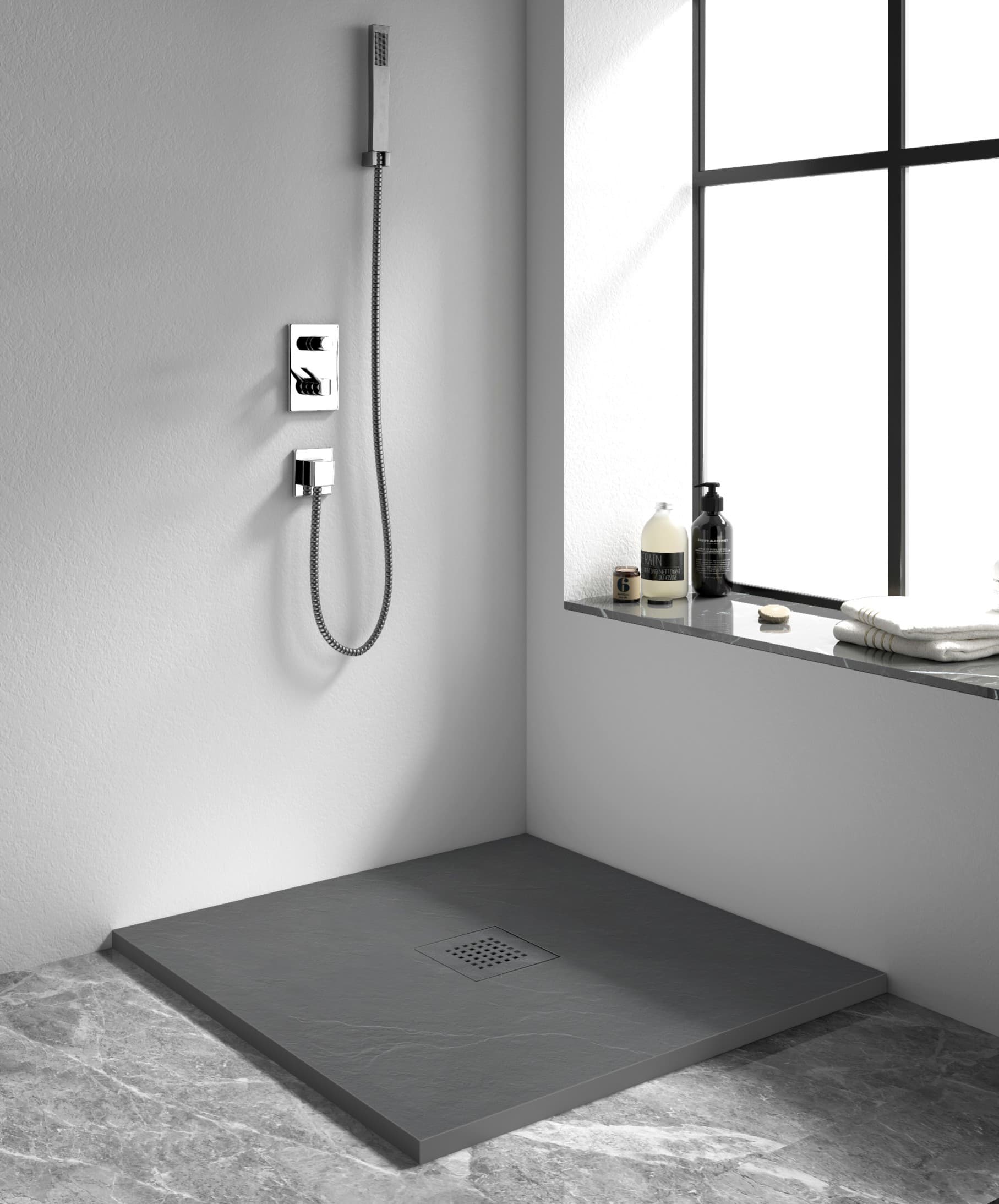 Stone Tray - Brodzik kompozytowy "F" Ciemnoszary 90x90x2,5