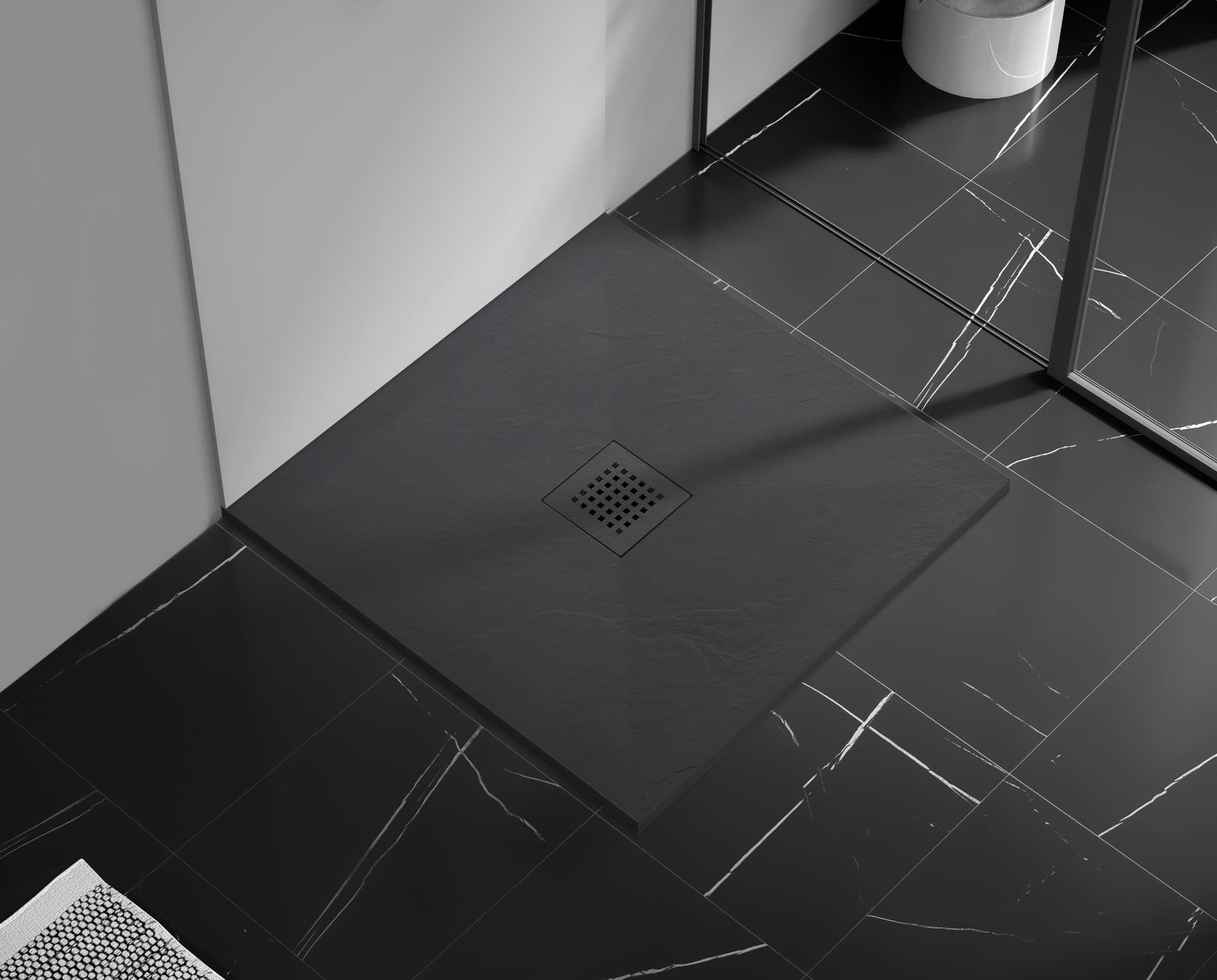 Stone Tray - Brodzik kompozytowy "F" Ciemnoszary 90x90x2,5