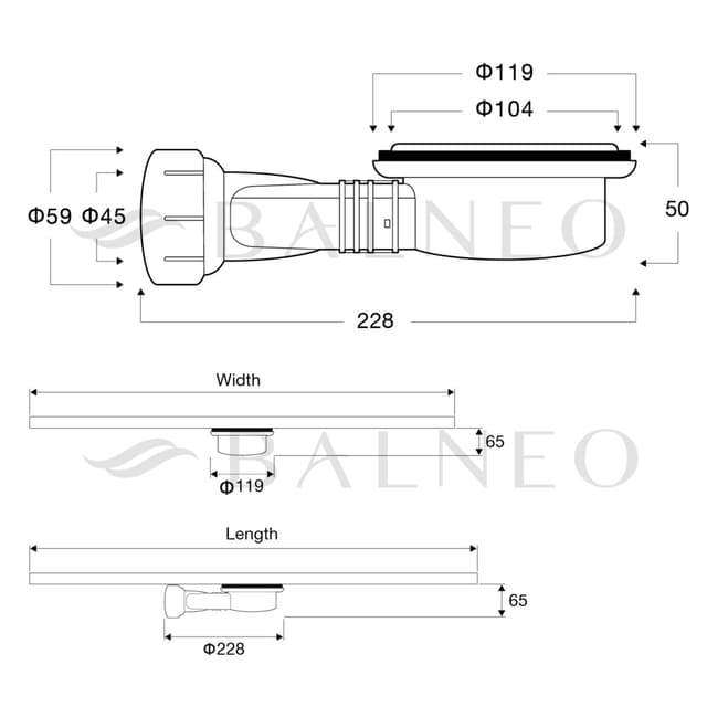 Stone Tray - Syfon do brodzika 68 mm