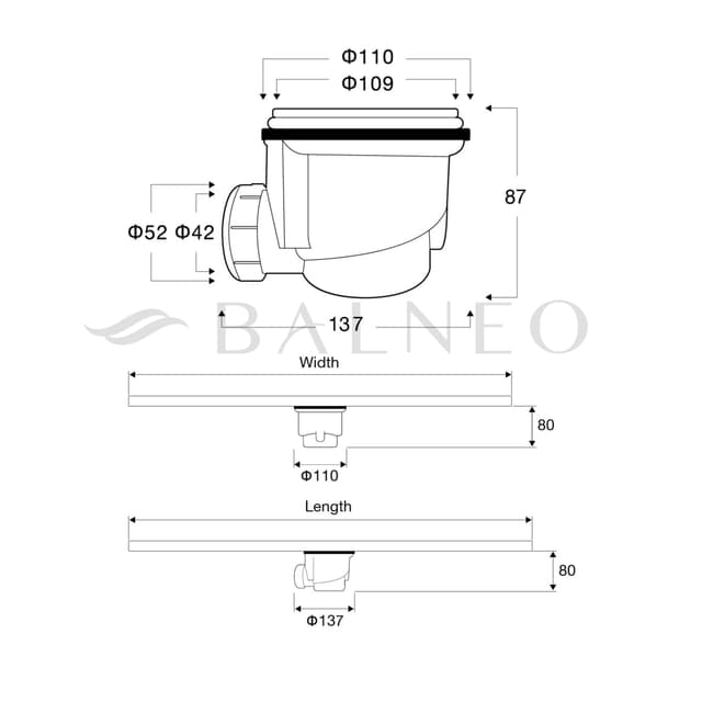 Stone Tray - Syfon do brodzika 87 mm