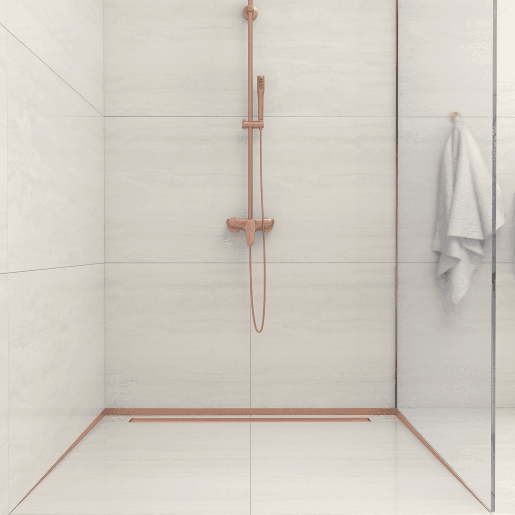 Listwa spadkowa podłogowa czołowa 130 cm miedziana