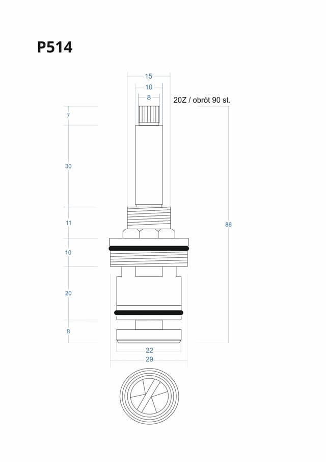 P514 - Głowica, głowiczka funkcji ON/OFF 86mm