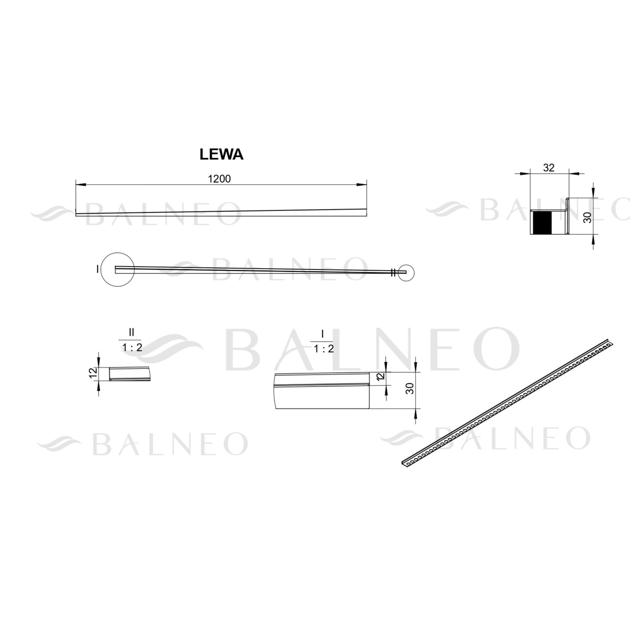 Listwa spadkowa podłogowa lewa 120 cm inox