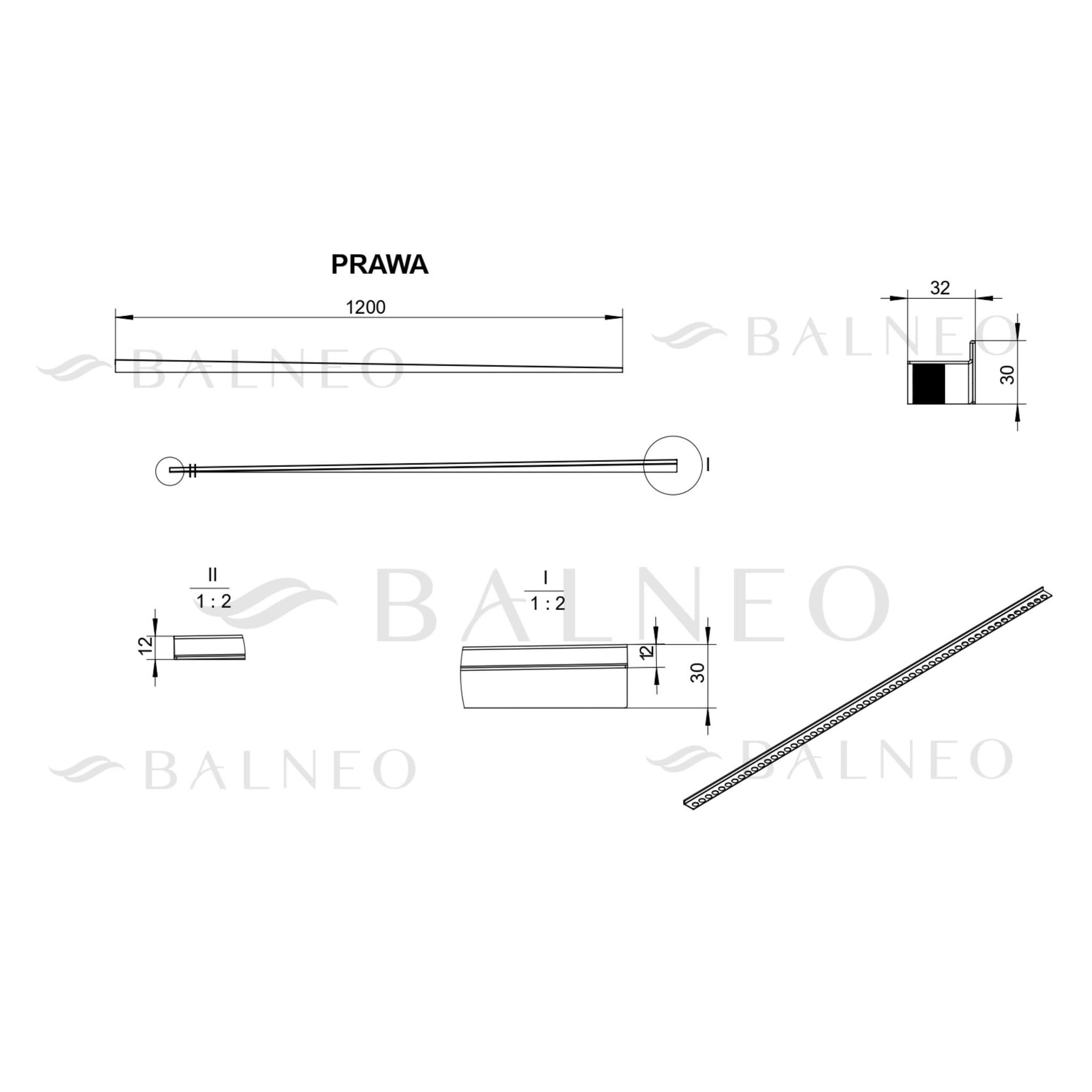 Listwa spadkowa podłogowa prawa 120 cm złota