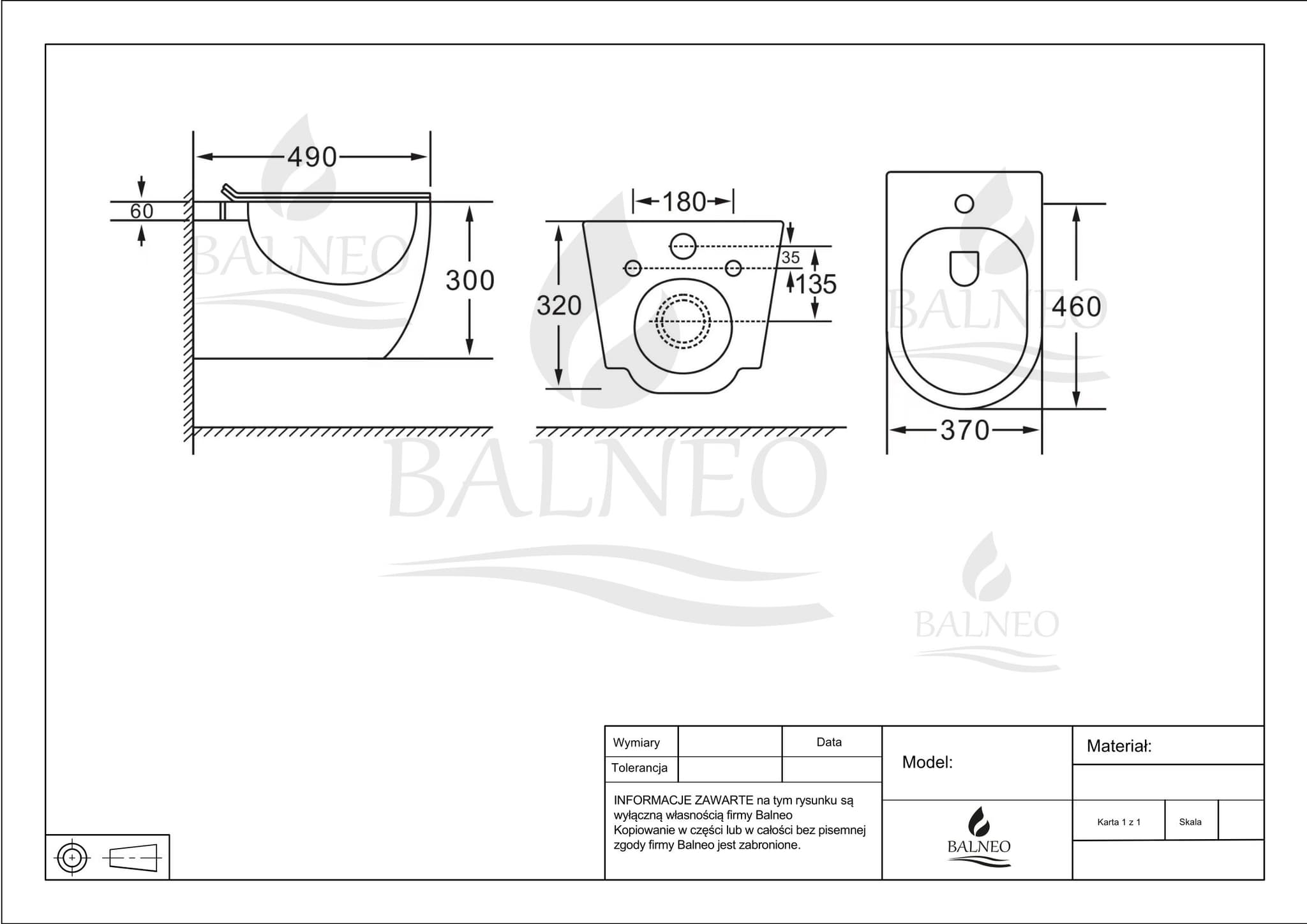 Bidet podwieszany ASOX WC biały