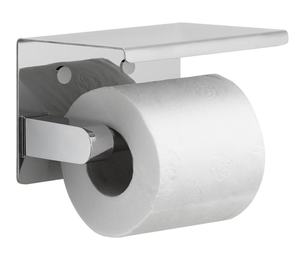 Wieszak na papier toaletowy z półką, chrom