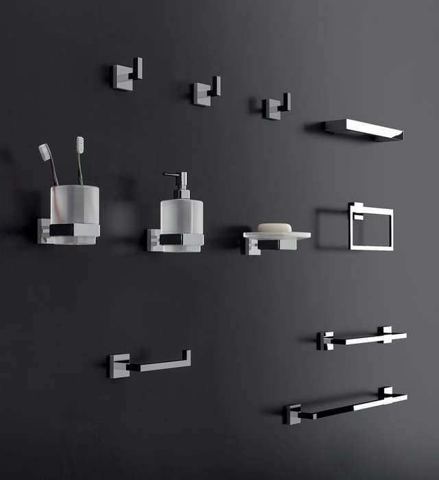 ELBA szczotka WC wisząca, szkło mleczne, chrom