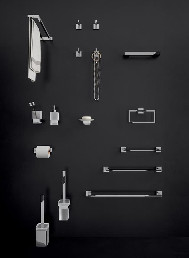 ELBA szczotka WC wisząca, szkło mleczne, chrom