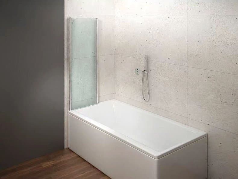 WILA parawan wannowy 900x1400 mm, składany, chrom, szkło czyste