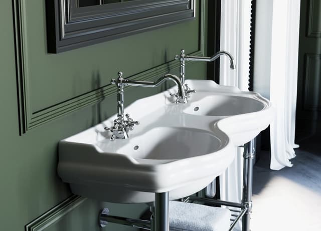 RETRO umywalka ceramiczna podwójna 120cm, biały