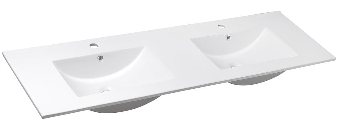 SLIM podwójna umywalka meblowa, prostokątna, 150x46 cm, biały