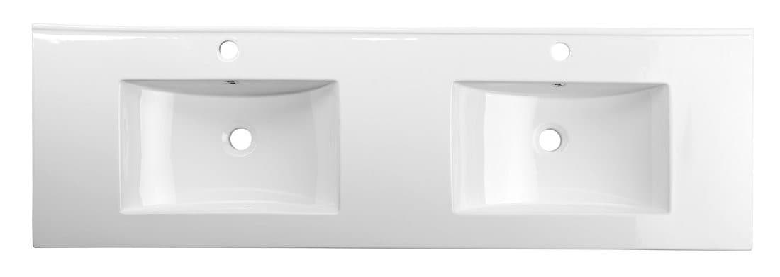 SLIM podwójna umywalka meblowa, prostokątna, 150x46 cm, biały