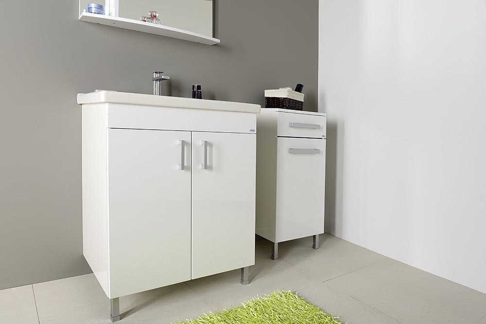 Szafka dolna VEGA biała z koszem na bieliznę 40x78x31 cm
