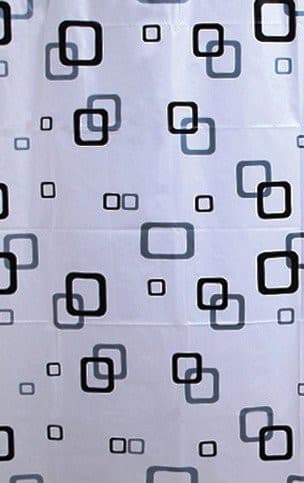 Zasłona prysznicowa 180x180cm, winylowa, biało-niebiesko-czarna