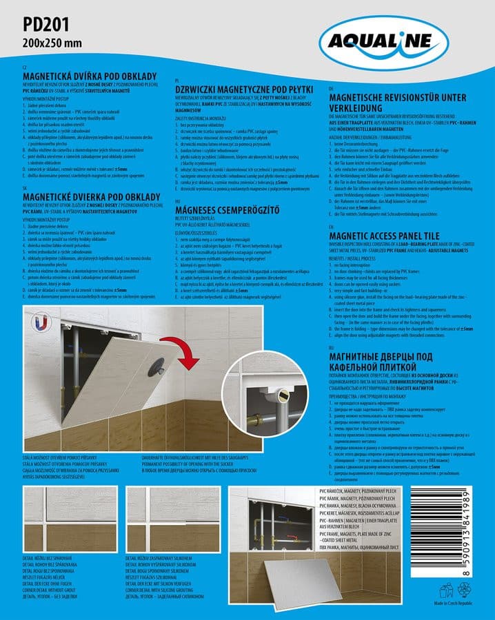 Drzwiczki rewizyjne magnetyczne 200x250 mm do płytek