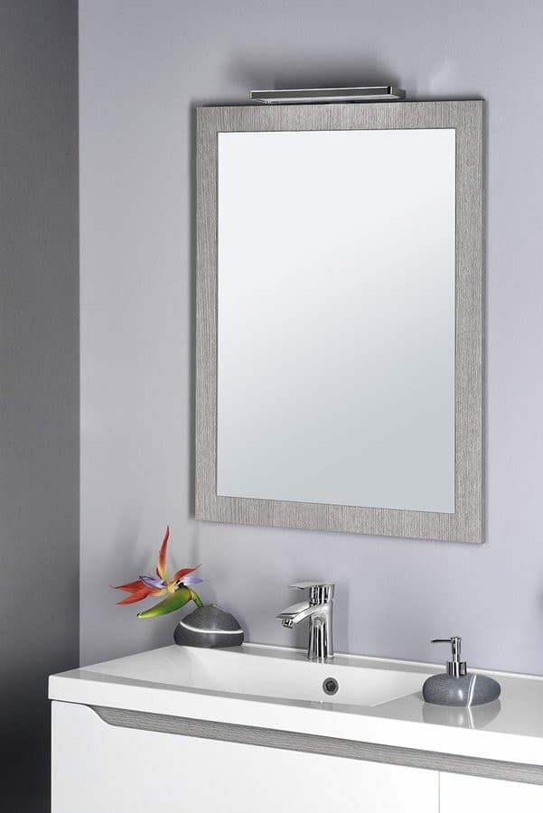 NIROX Lustro prostokątne w ramie 600x800 mm, dąb srebrny
