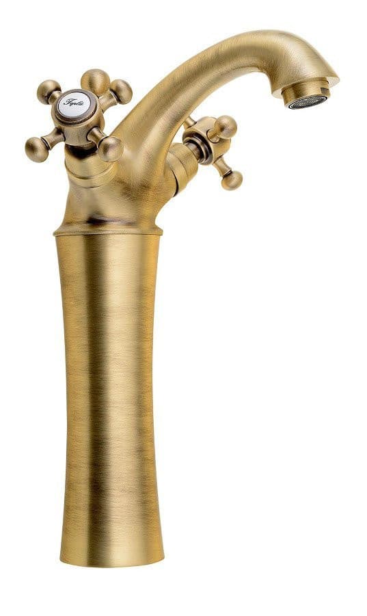 ANTEA wysoka bateria umywalkowa z odpływem, brązowa 245mm